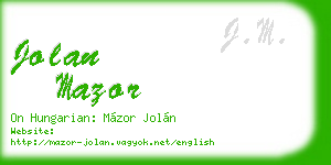 jolan mazor business card